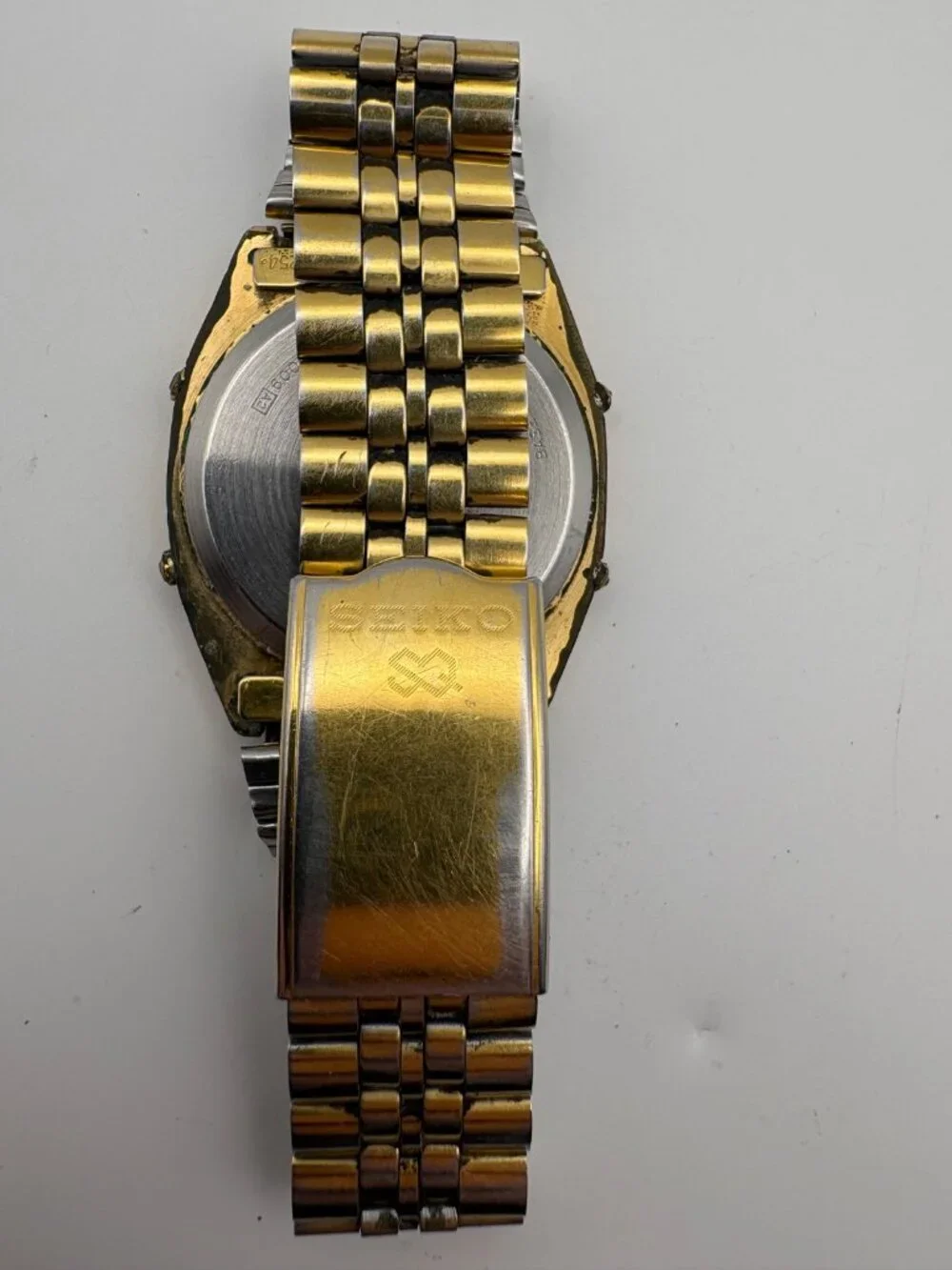 Vintage Seiko A904-5009 Digital Alarm Chronograph Gold Tone Watch Parts Repair